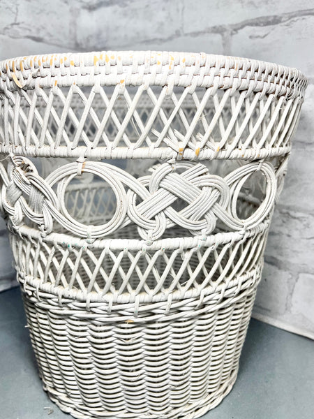 White Wicker Vintage Basket