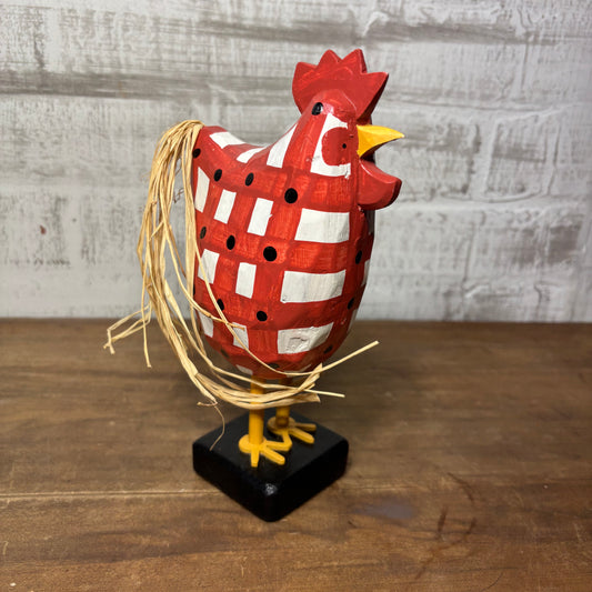 Rustic Plaid Rooster Figurine