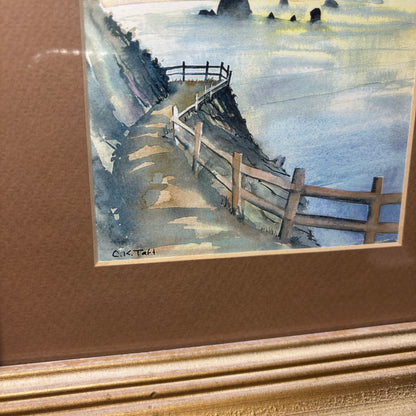 Framed Coastal Watercolor Painting Signed By Original Artist