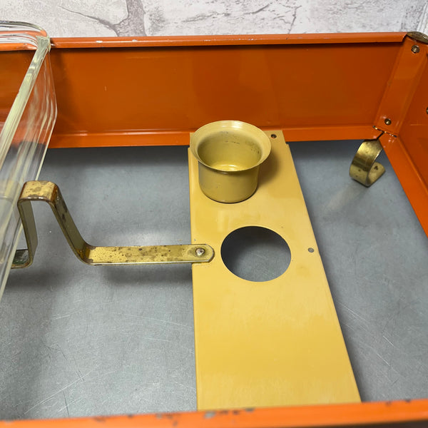 Vintage Rare Double Enamel Orange Fire King Chafing/Serving Dish