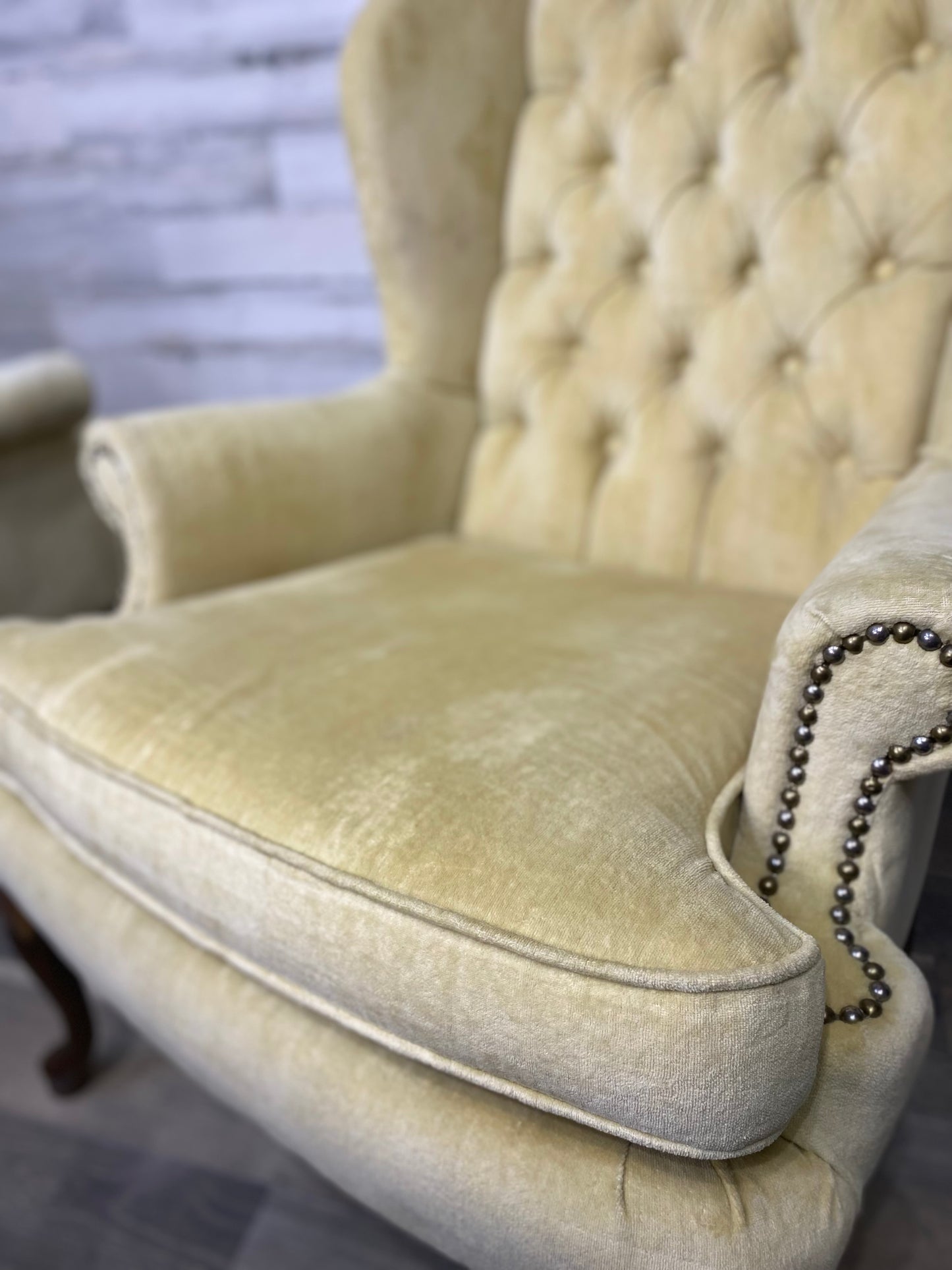 Set Of 2 Wingback Yellow Chairs