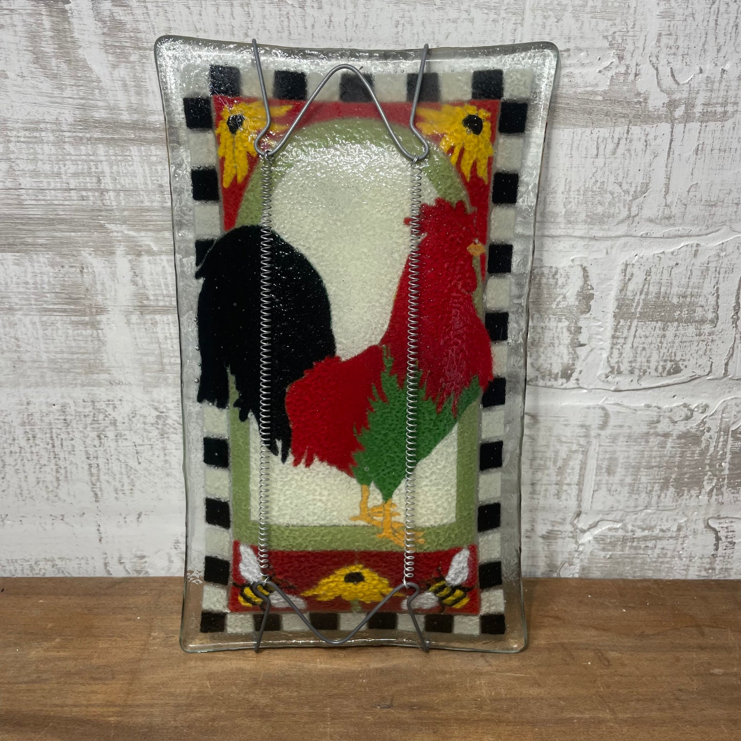 Peggy Karr Checkerboard Fused Glass Plate