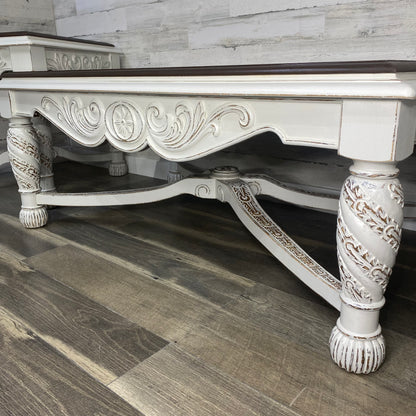 3pc White Coffee & End Table Set