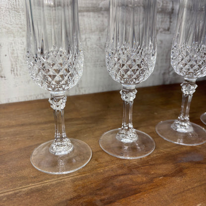 Vintage Cristal D’Arques Longchamp Crystal Glass Champagne Flutes