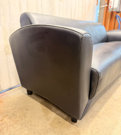 Black Faux Leather Modern Sofa