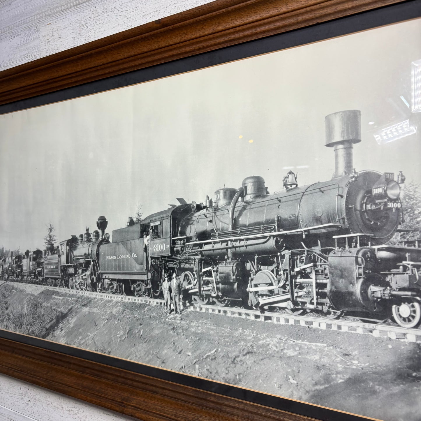 Vintage Polson Logging Co. #3100 Train Black & White Framed Print