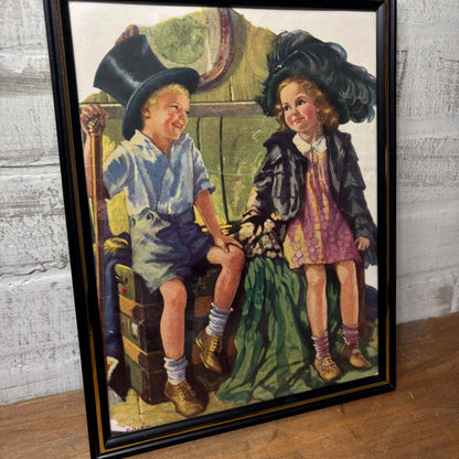 Vintage Framed Childhood Whimsy Print Wall Art Print