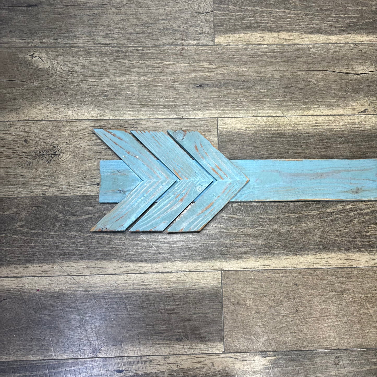 Large Rustic Light Blue Arrow Wall Decor