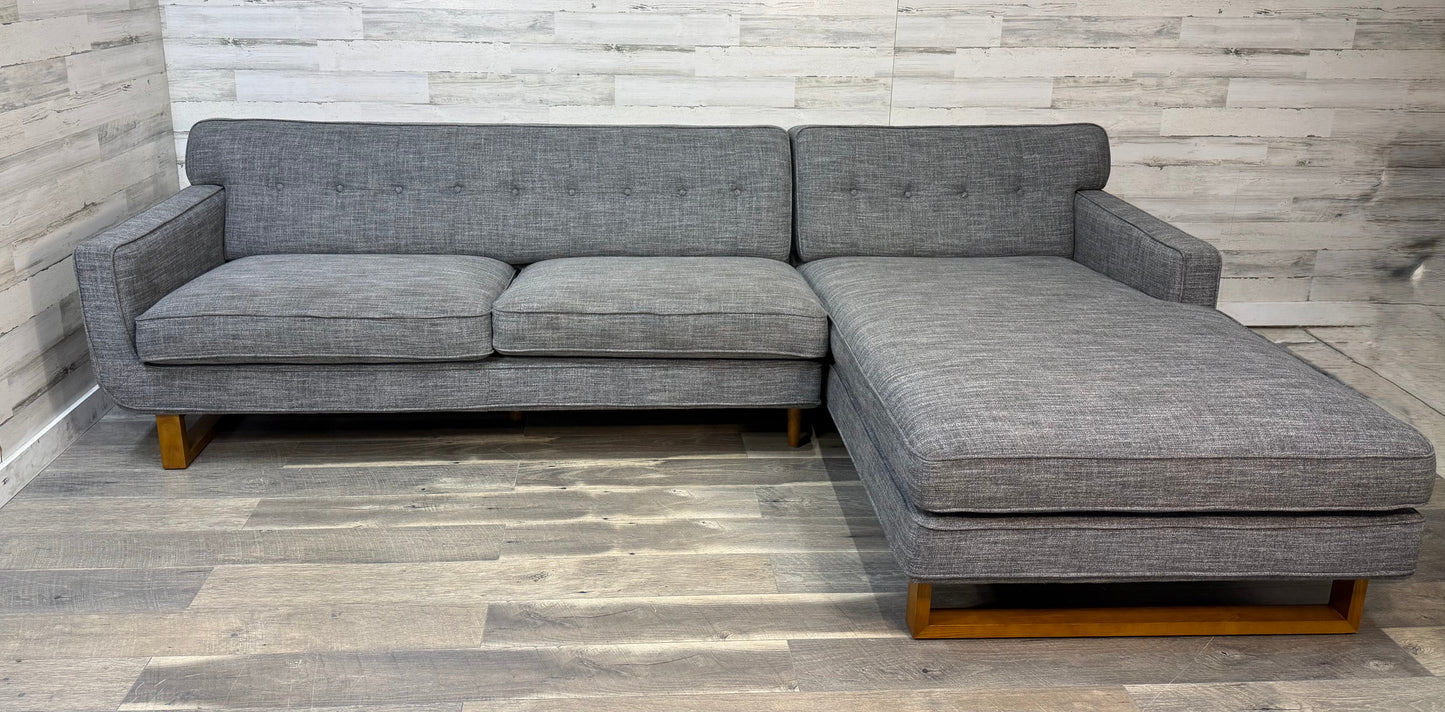 Mid Century Style Gray 2pc Sectional Couch