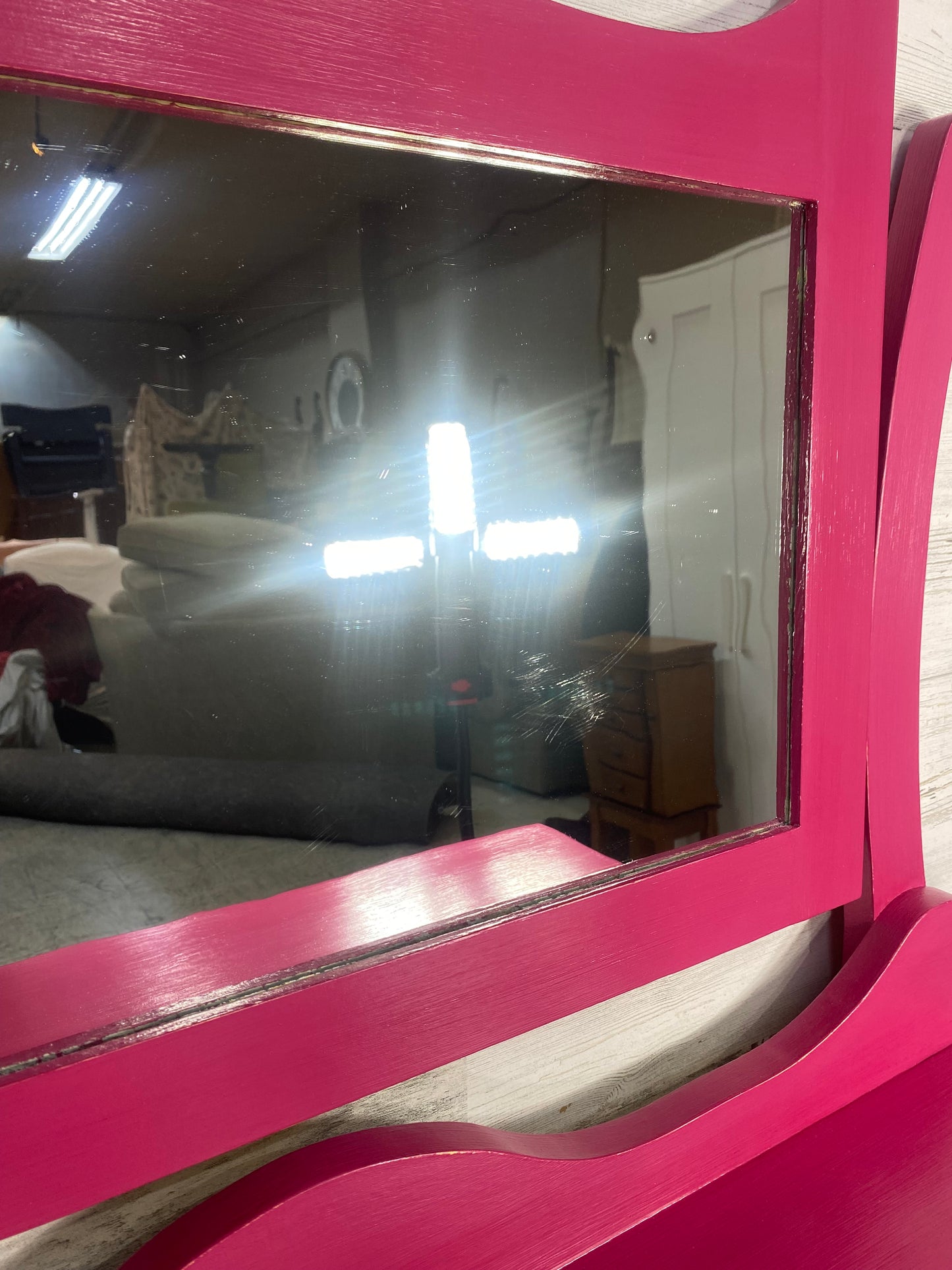 Hot Pink Antique Dresser W/ Mirror