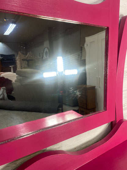 Hot Pink Antique Dresser W/ Mirror