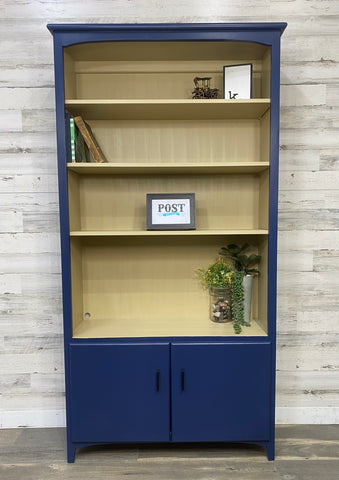 Navy Blue Bookshelf Cabinet