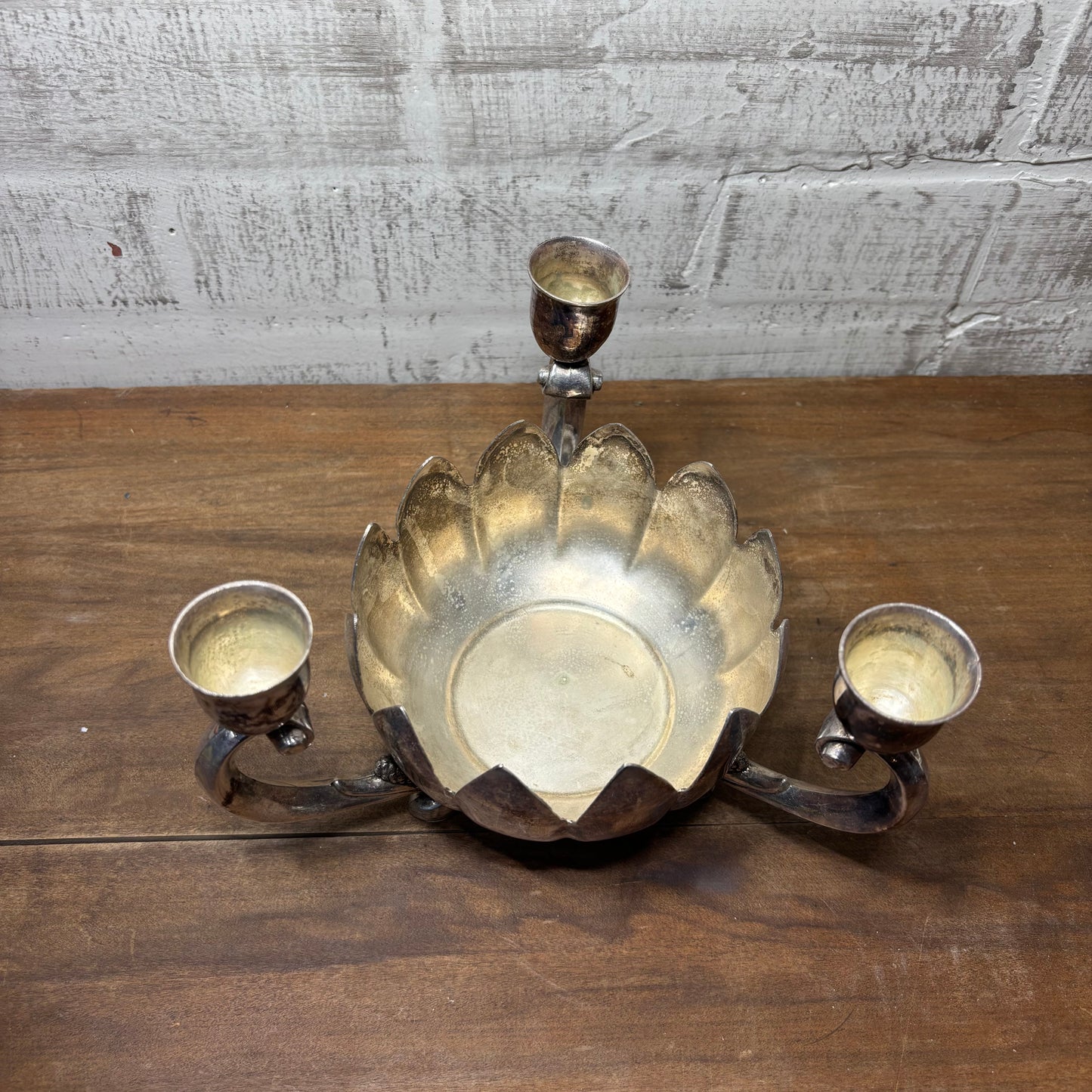 Vintage Leonard Silver Plate Lotus Flower Candle Holder