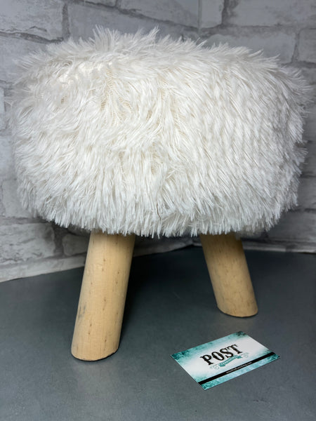 White Fur Footstool