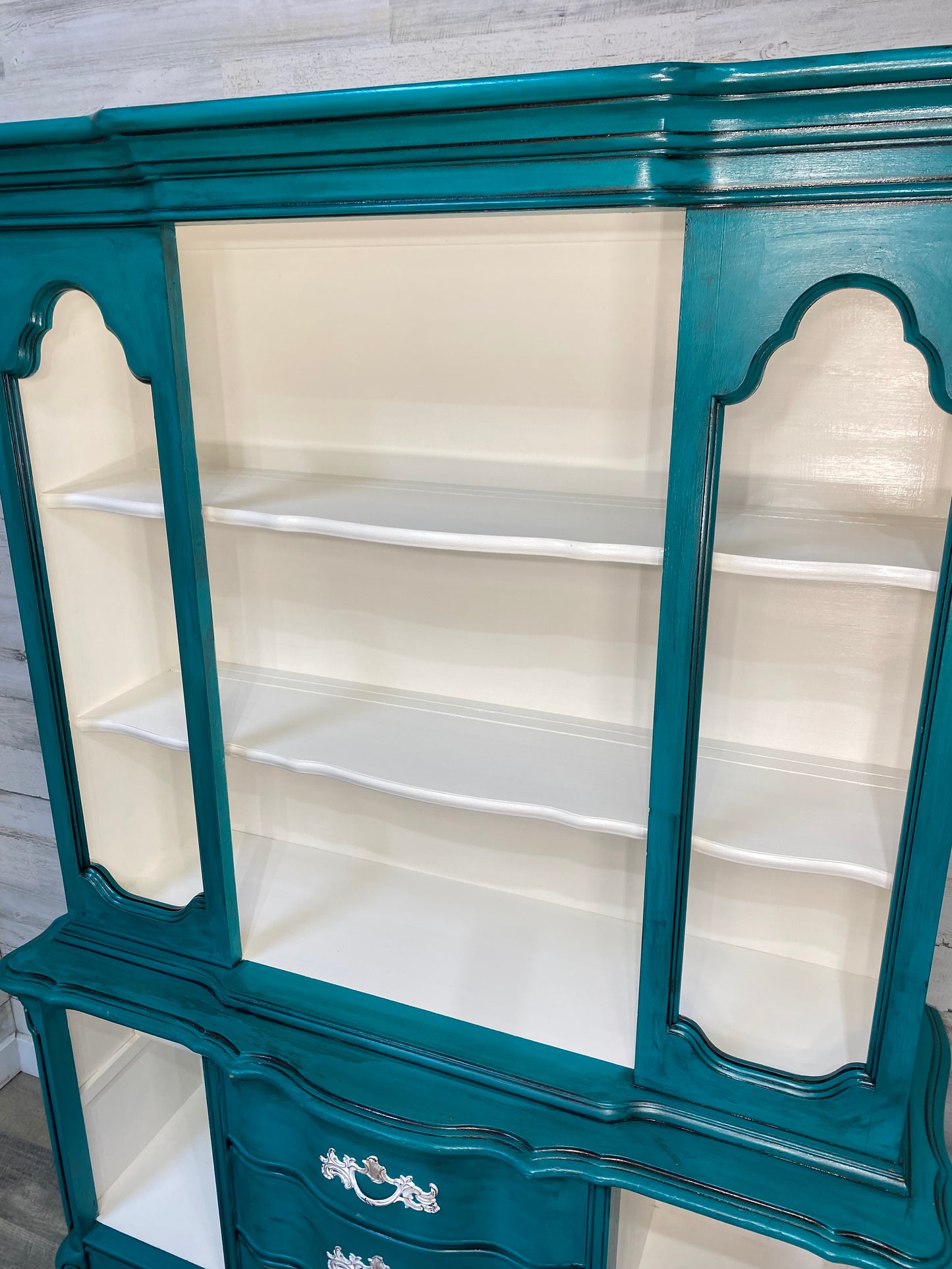 Turquoise Bassett French Provincial Hutch