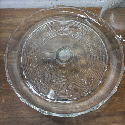 Vintage Anchor Hocking Avalon Footed 2pc Glass Cake Stand with Dome