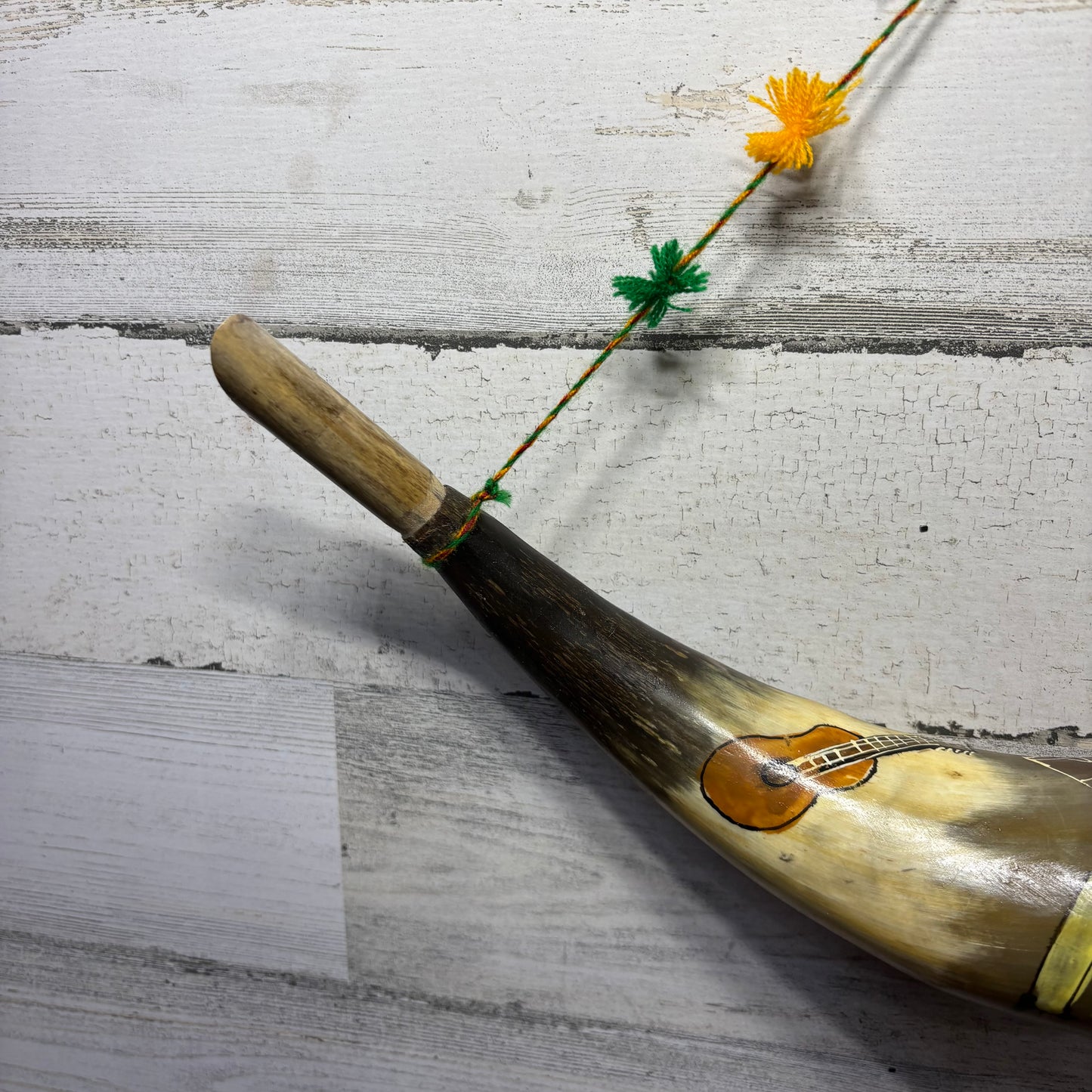 Traditional Hand Painted "Pututu" Andean Wind Instrument