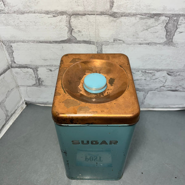 Vintage Lincoln Beautyware Turquoise And Copper Canister Set Of 3