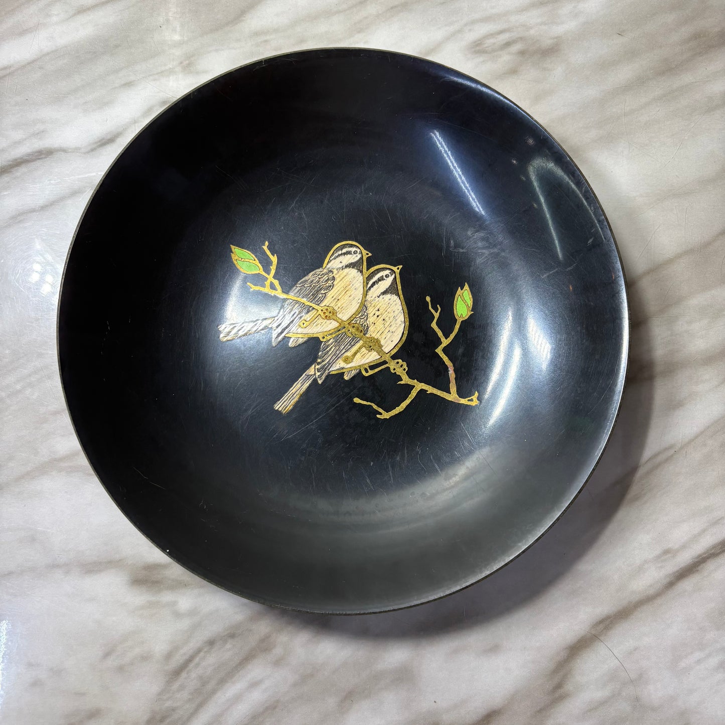 Mid Century Inlaid Bird Dish