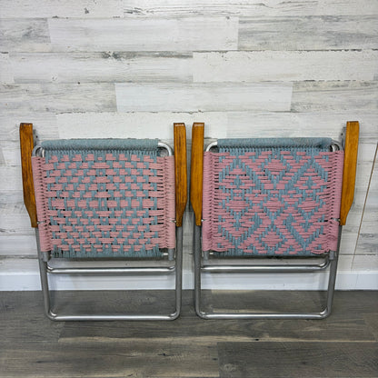 Set Of 2 Vintage Macrame Lawn Chairs