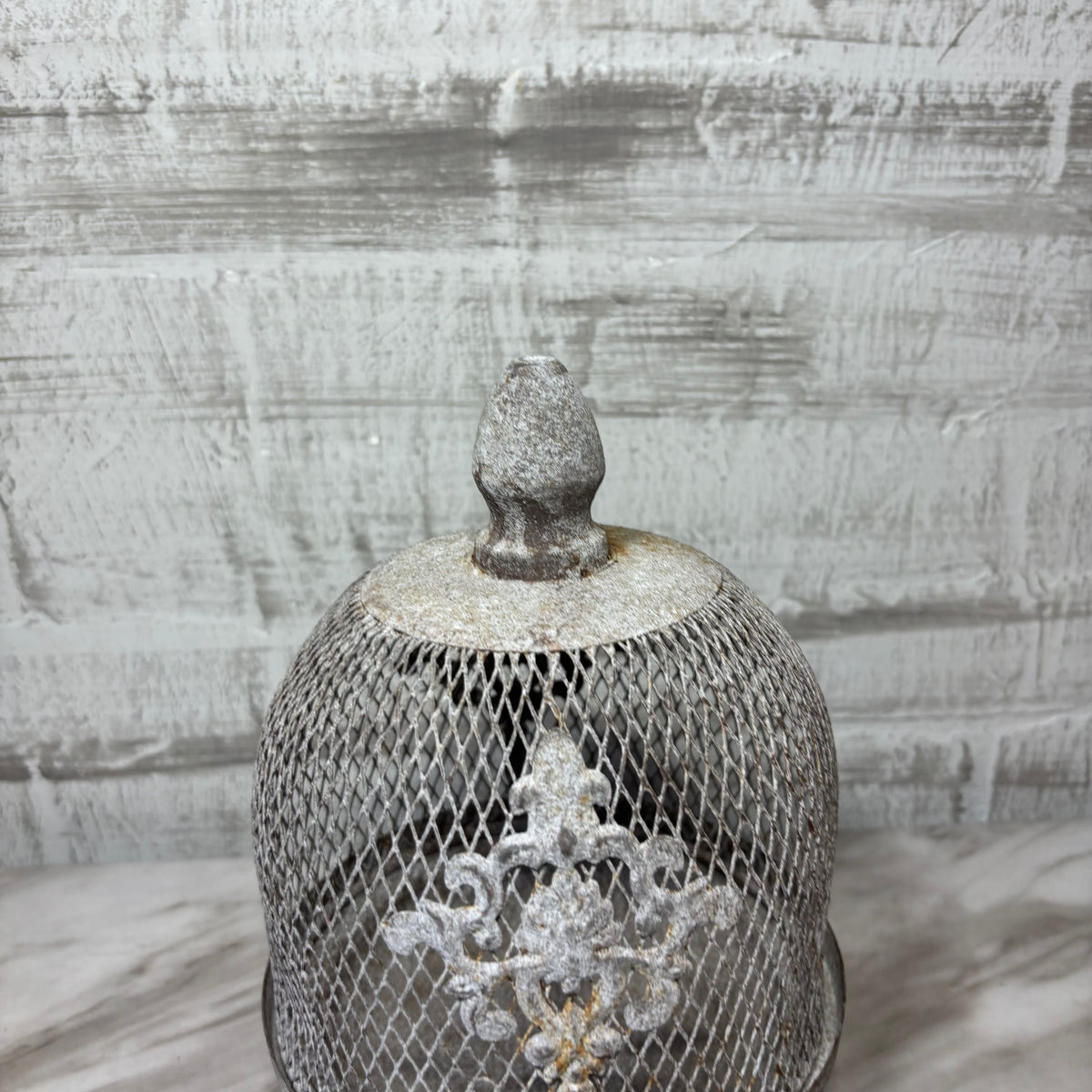 Fleur de Lis Metal Wire Cloche with Removable Top
