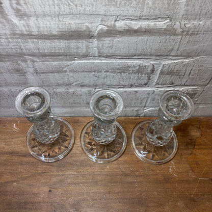 Three Clear Glass Candle Holders