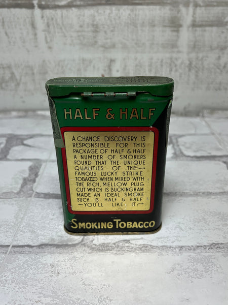 Vintage Half And Half Lucky Strike Metal Tin