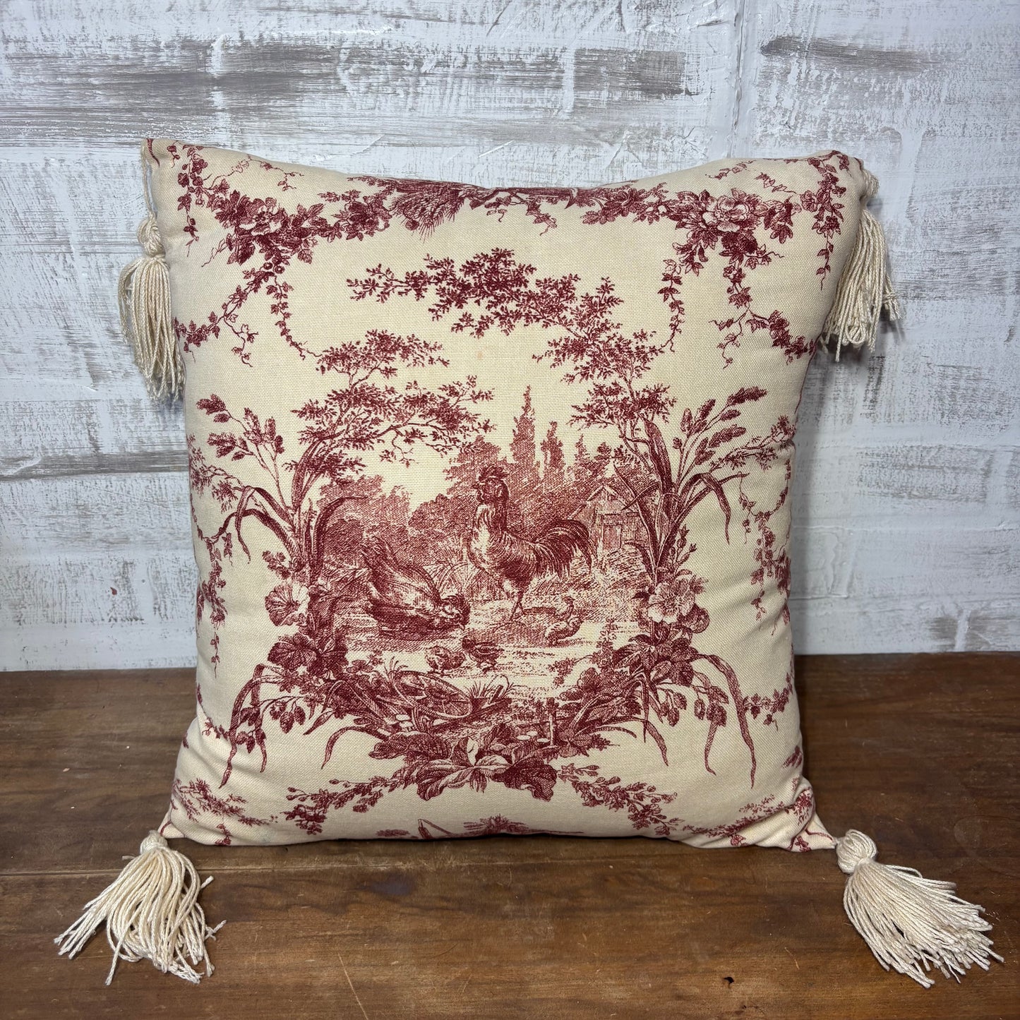 Country Red Rooster Throw Pillow