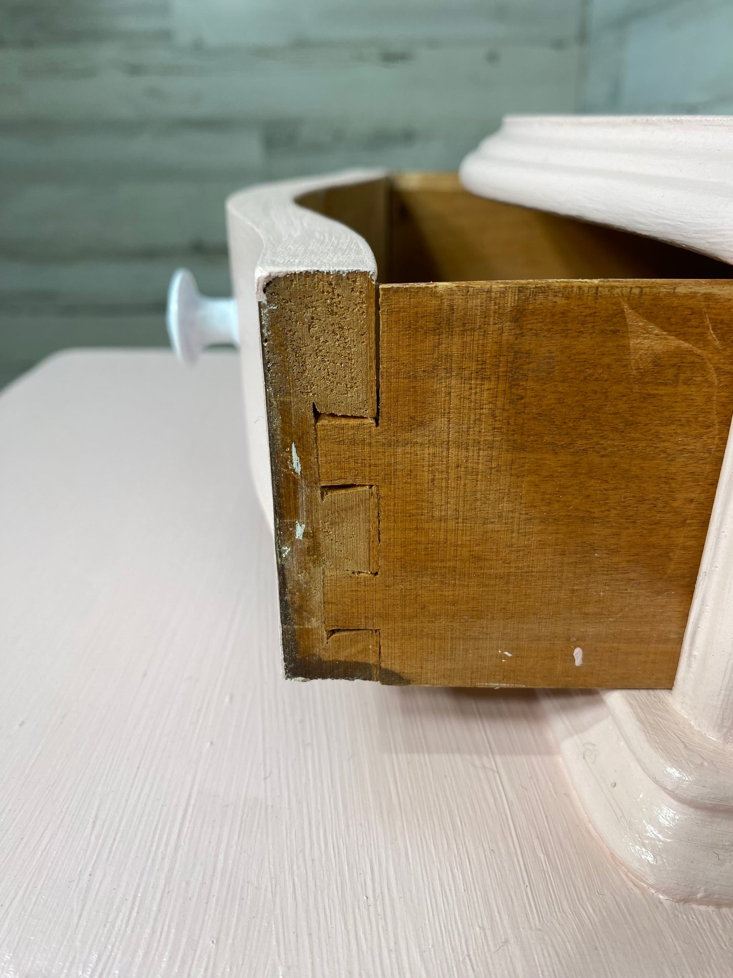 Pink & Gold Antique Vanity Desk & Mirror