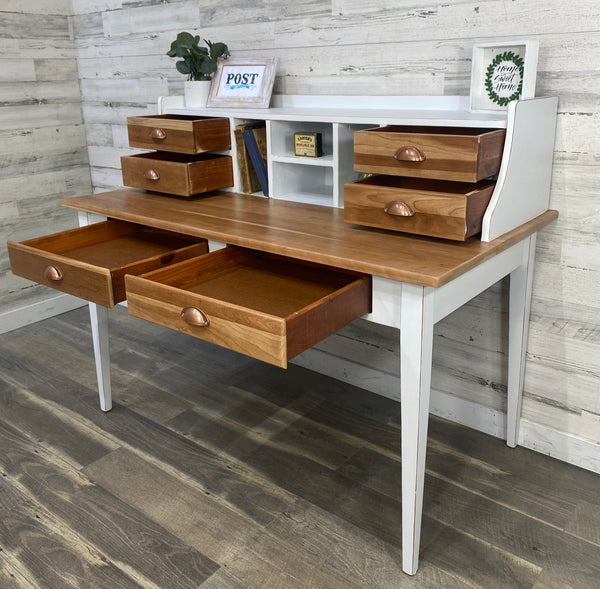 White & Natural Wood Desk