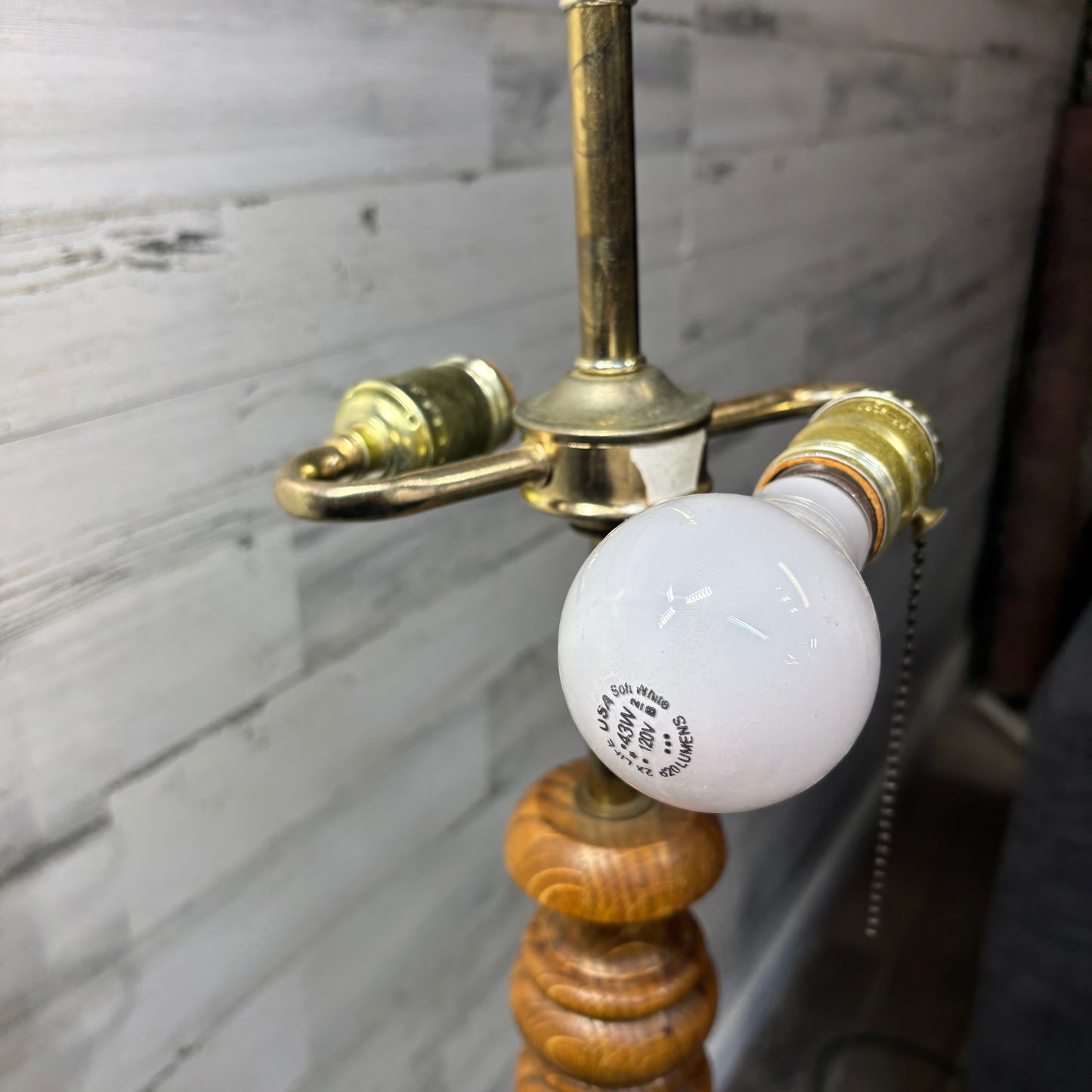 Mid century carved oak floor lamp