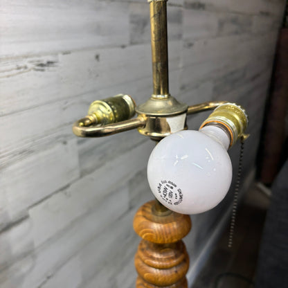 Mid century carved oak floor lamp