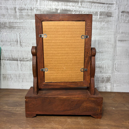 Antique Wood Tabletop Shaving/ Dressing Mirror