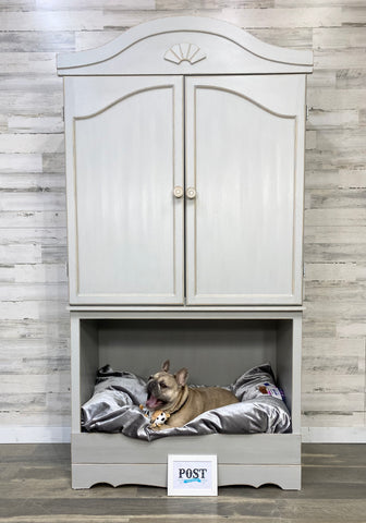 Gray Armoire Dog Bed Cabinet