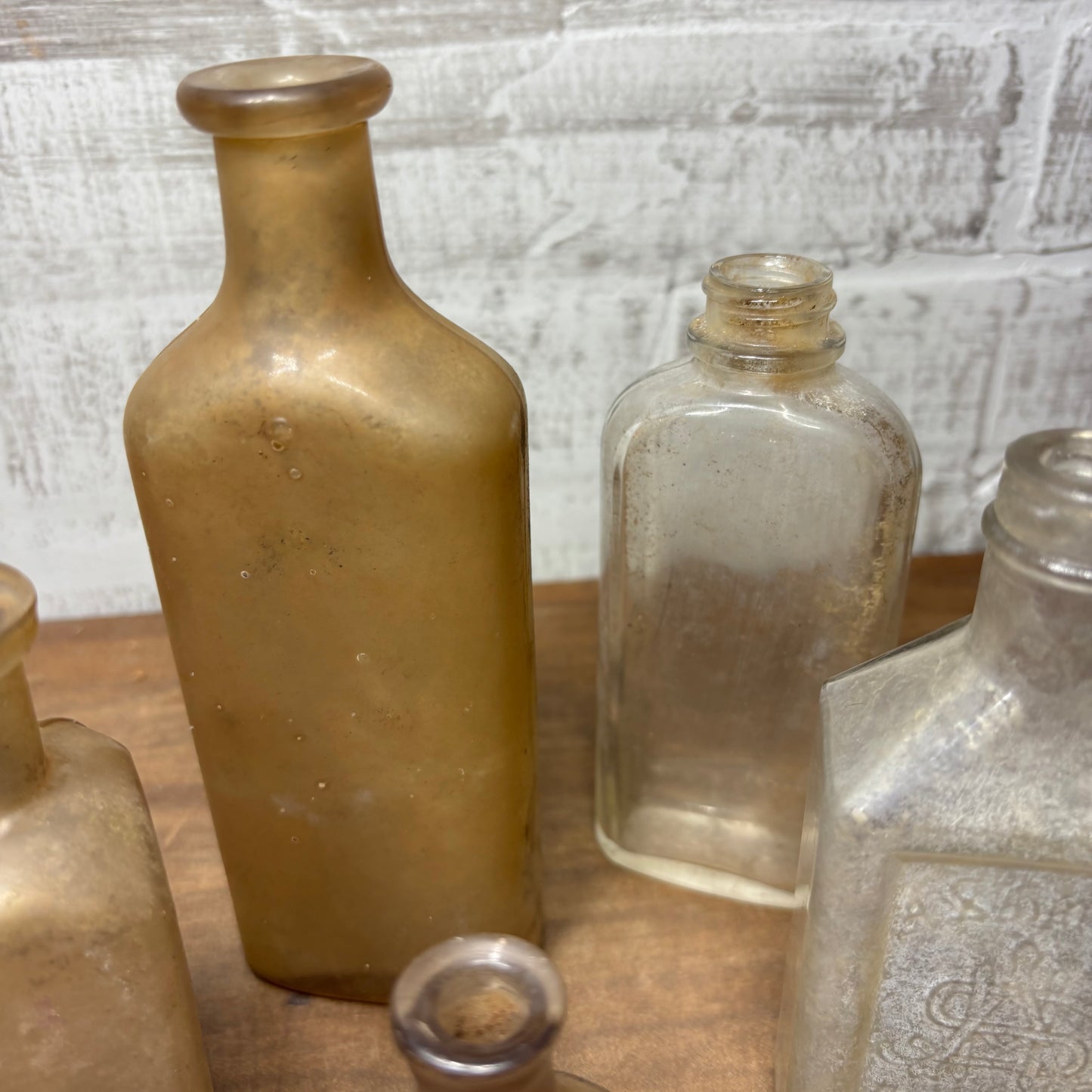 Antique Glass Bottles Set of 5 #1 Vintage Advertisement