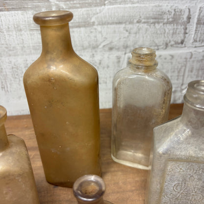 Antique Glass Bottles Set of 5 #1 Vintage Advertisement
