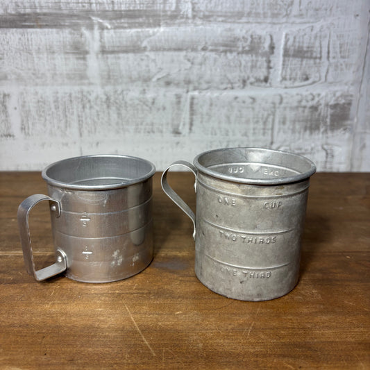 Vintage Aluminum Measuring Cups Set Of 2