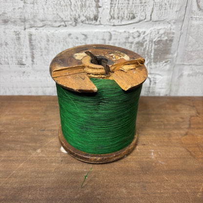 Vintage Wooden Spool Green Thread