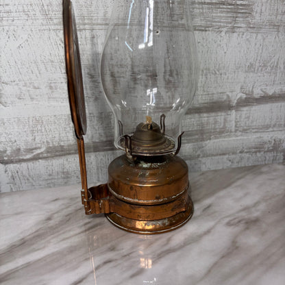 Vintage Copper Hurricane Style Kerosene Oil Lamp
