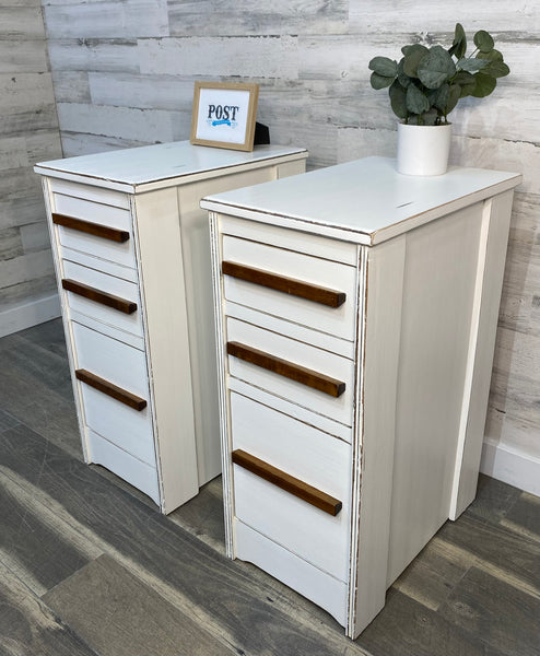 Tall Vintage White Nightstands Set Of 2