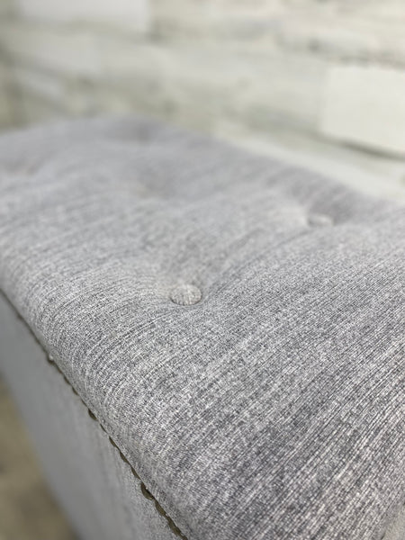 Gray Tufted Laundry Hamper