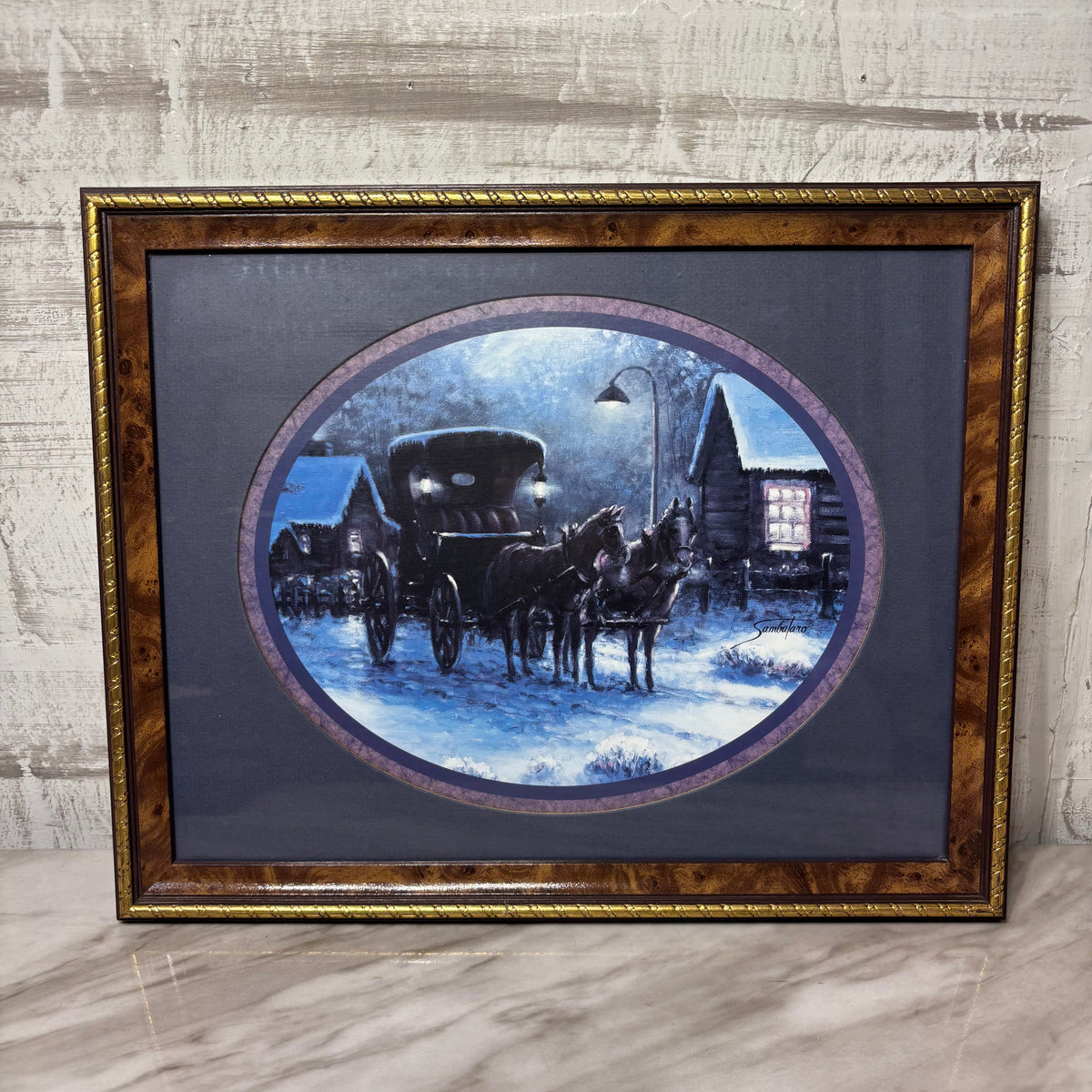 Vintage Horse And Carriage Matted Print By Joe Sambataro