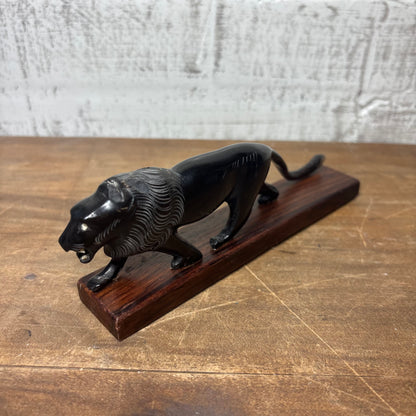 Vintage Hand Carved Lion Figurine