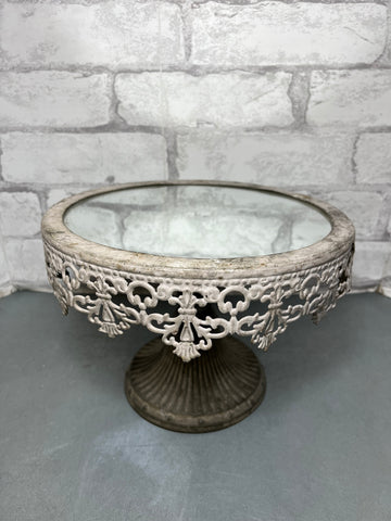 Victorian Style Metal W/ Mirror Cake Stand