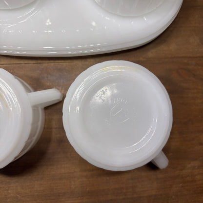 Vintage Federal Glass Heat Proof Milk Glass Snack Sets