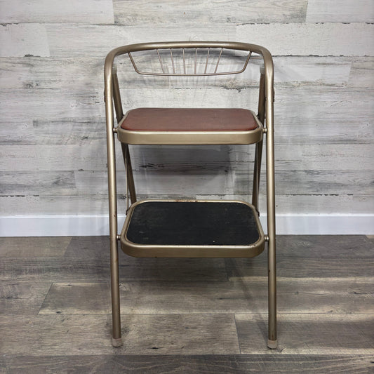 Vintage Metal Folding Seat Stepstool/ Stepladder