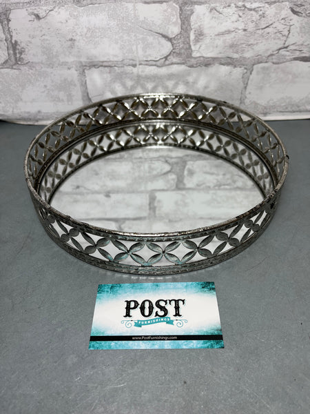 Large Round Gold Filagree Mirror Tray