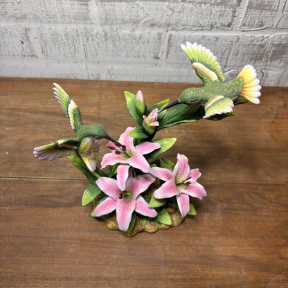 Andrea’s Flowers Pink Lillies W/ Hummingbirds Statue