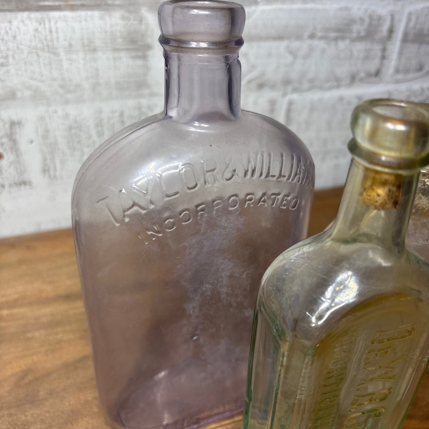 Antique Glass Bottle Set of 3 #6