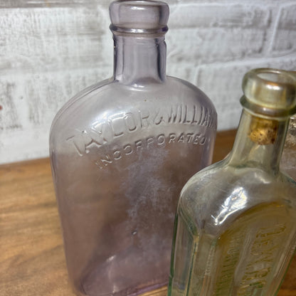 Antique Glass Bottle Set of 3 #6